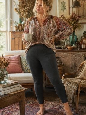 4/$15 Dark Gray Ponte Leggings Women's XL 16 - 18 Ankle Length
